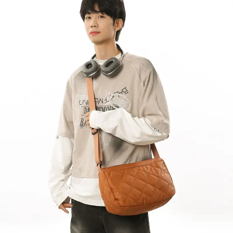 Casual Large Capacity School Girls Messenger Bags Thread Plaid Women's nylon Shoulder Bag Simple Female Crossbody Handbag Purse