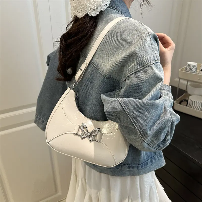 Fashion Butterfly Pu Shoulder Bags for Women Thread Design Versatile Ladies Underarm Bag Simple Female Phone Handbags Purse