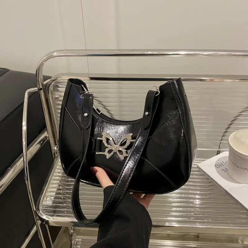 Fashion Butterfly Pu Shoulder Bags for Women Thread Design Versatile Ladies Underarm Bag Simple Female Phone Handbags Purse