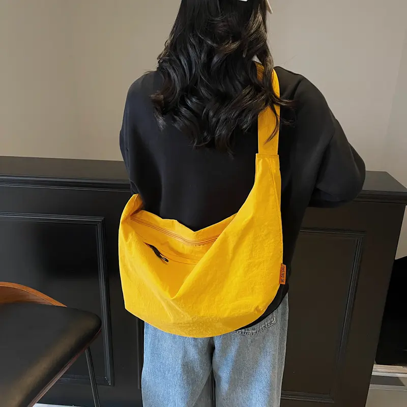 Casual Sports Large Capacity Women's Crossbody Bags Travel Lightweight Portable Ladies Shoulder Bag Solid Color Simple Girl Tote