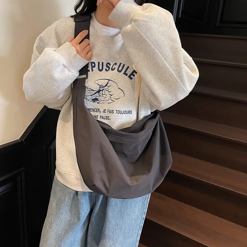 Casual Sports Large Capacity Women's Crossbody Bags Travel Lightweight Portable Ladies Shoulder Bag Solid Color Simple Girl Tote