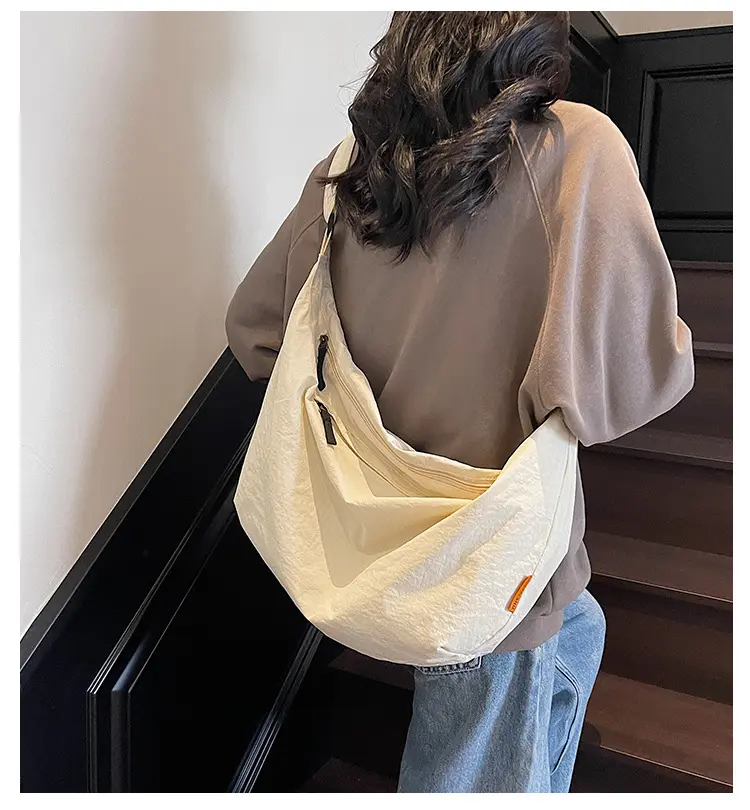 Casual Sports Large Capacity Women's Crossbody Bags Travel Lightweight Portable Ladies Shoulder Bag Solid Color Simple Girl Tote
