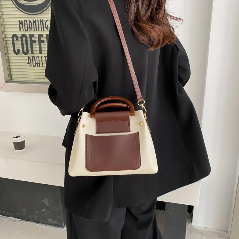 Contrast Color Simple Handbags for Women Casual Large Capacity Ladies Shoulder Boston Bags Fashion Commmute Female Crossbody Bag