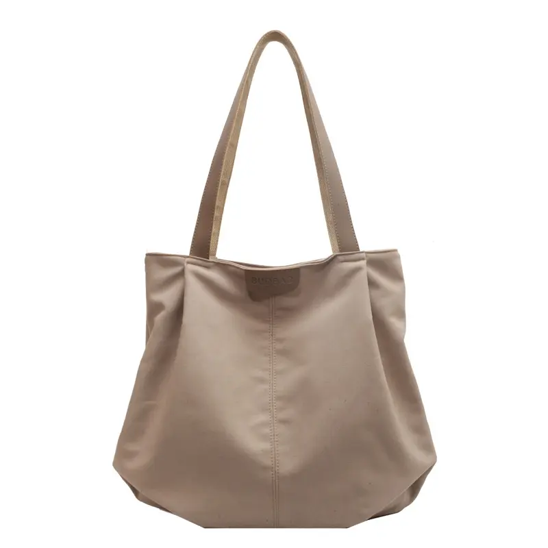 Simple Large Capacity Women's Canvas Tote Casual Thread Design Ladies Shoulder Bags Solid Color Portable Female Underarm Handbag