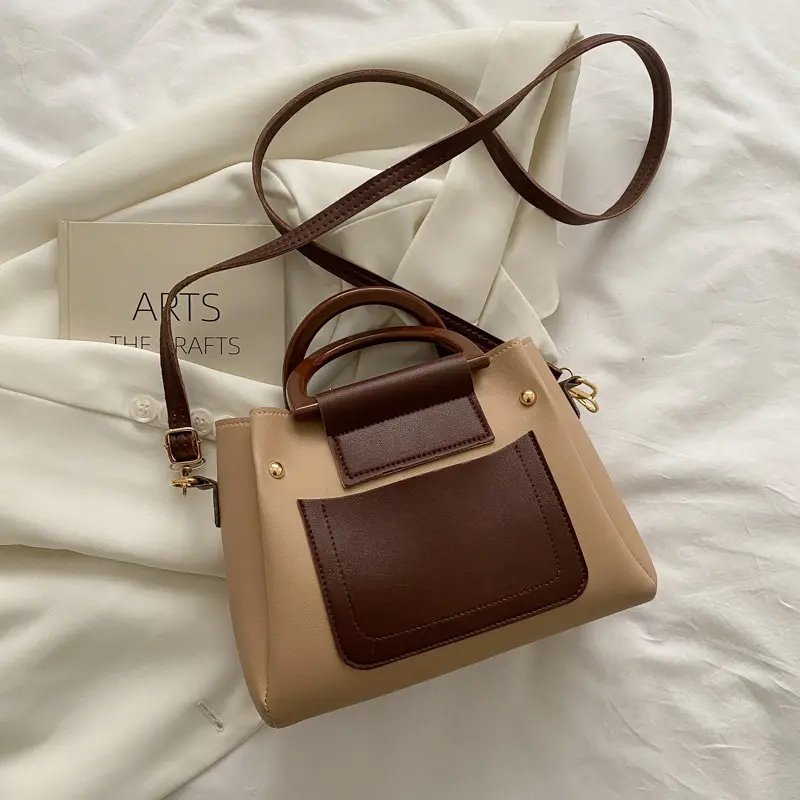 Contrast Color Simple Handbags for Women Casual Large Capacity Ladies Shoulder Boston Bags Fashion Commmute Female Crossbody Bag
