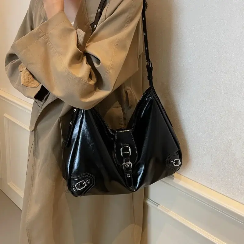 Fashion Design Women's Shoulder Crossbody Bag Large Capacity Pu Leather Ladies Tote Bags Vintage Luxury Female Rivets Handbags