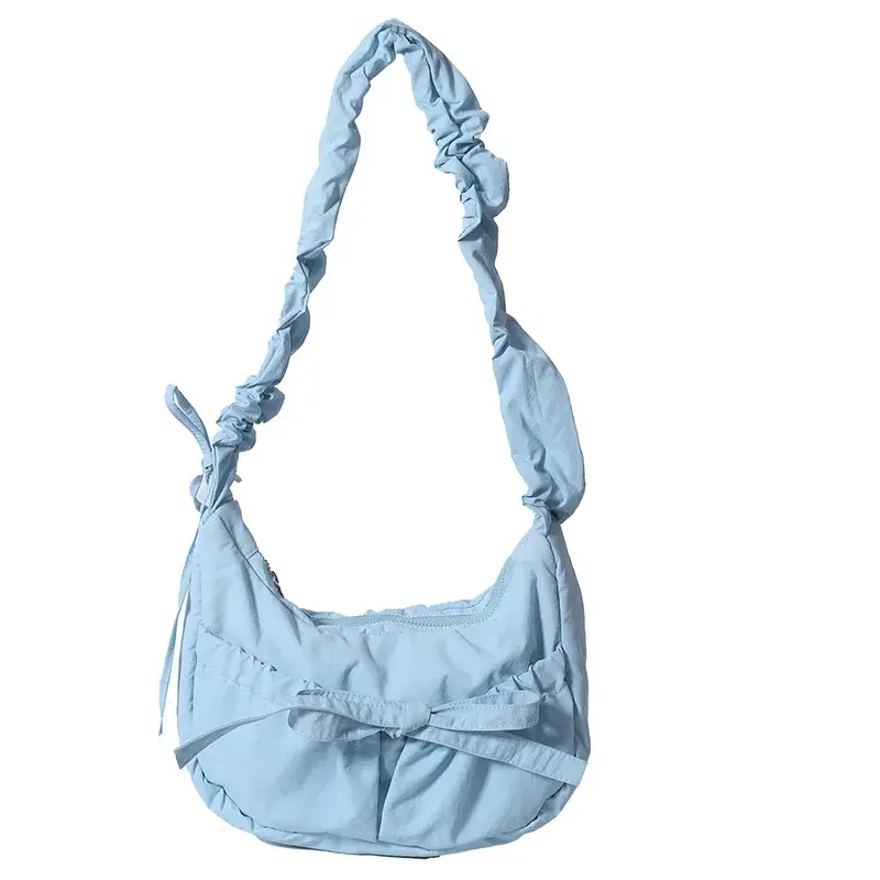 Casual Bowknot Women's Small Shoulder Bags Pleated Solid Color Ladies Underarm Bag Handbags Portable Female Crossbody Bag