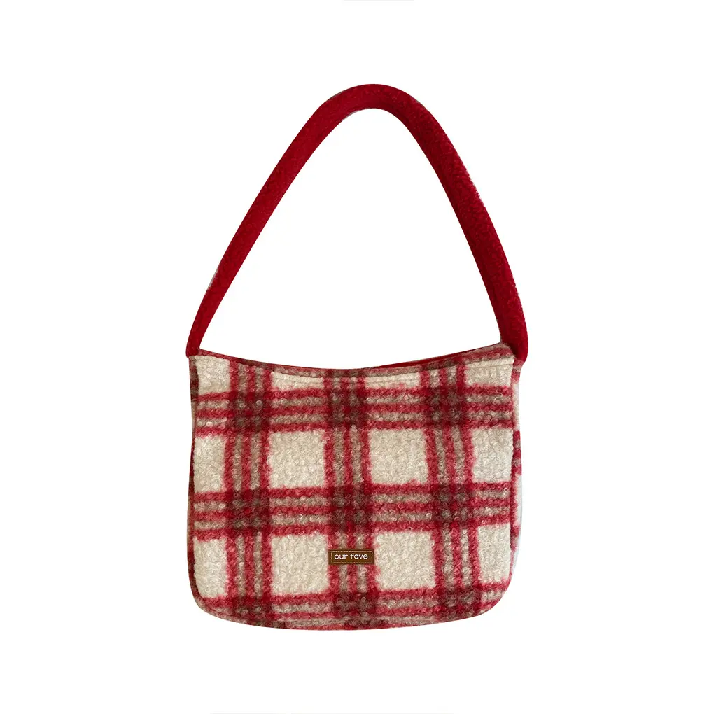 Plaid College Girls Shoulder Bags Christmas Portable Female Tote Handbags Large Capacity Ladies Retro Striped Crossbody Bag