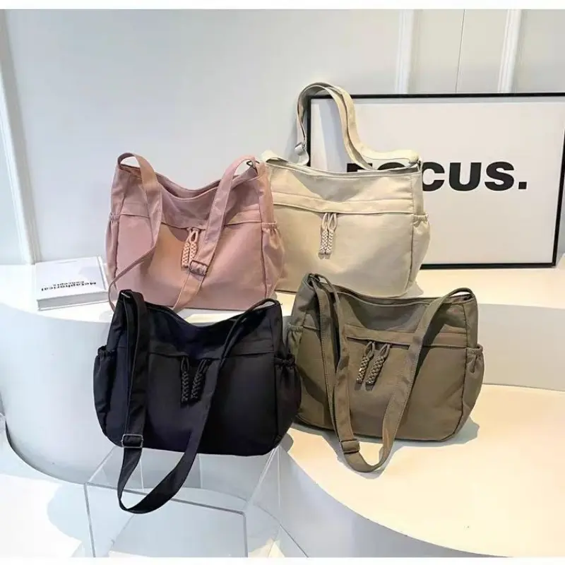 Casual Large Capacity Crossbody Bags for Women Simple Travel Portable Ladies Shoulder Bag Solid Color Female Tote Handbags