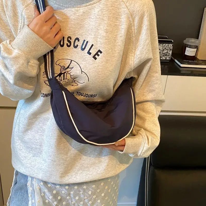 Casual Commute Women's Hobos Crossbody Bags Lightweight Portable Ladies Shoulder Bag Contrast Color Simple Female Purse Handbags
