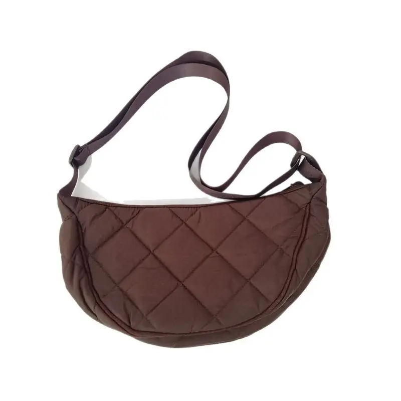 Quilted Plaid Shoulder Bags for Women Lightweight Ladies Hobos Crossbody Bag Casual Travel Sports Female Underarm Bag Handbags