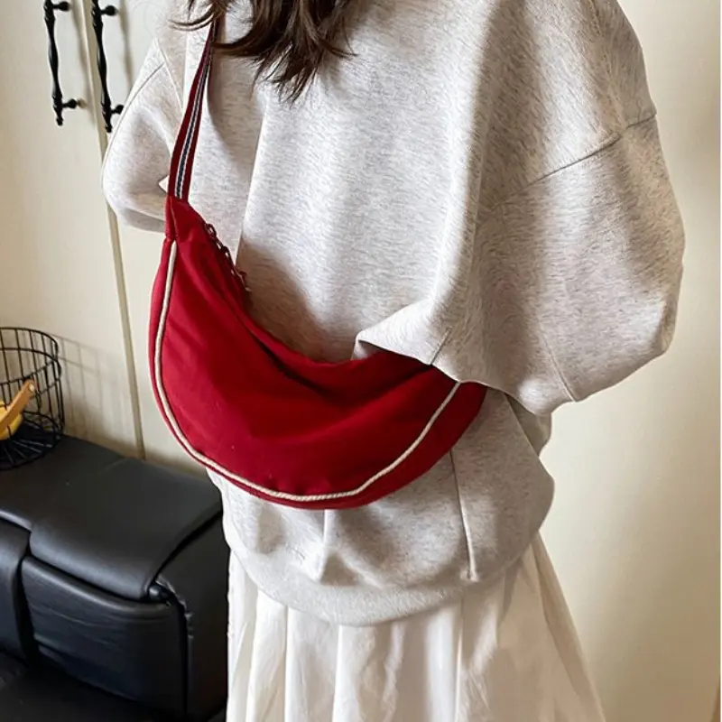 Casual Commute Women's Hobos Crossbody Bags Lightweight Portable Ladies Shoulder Bag Contrast Color Simple Female Purse Handbags