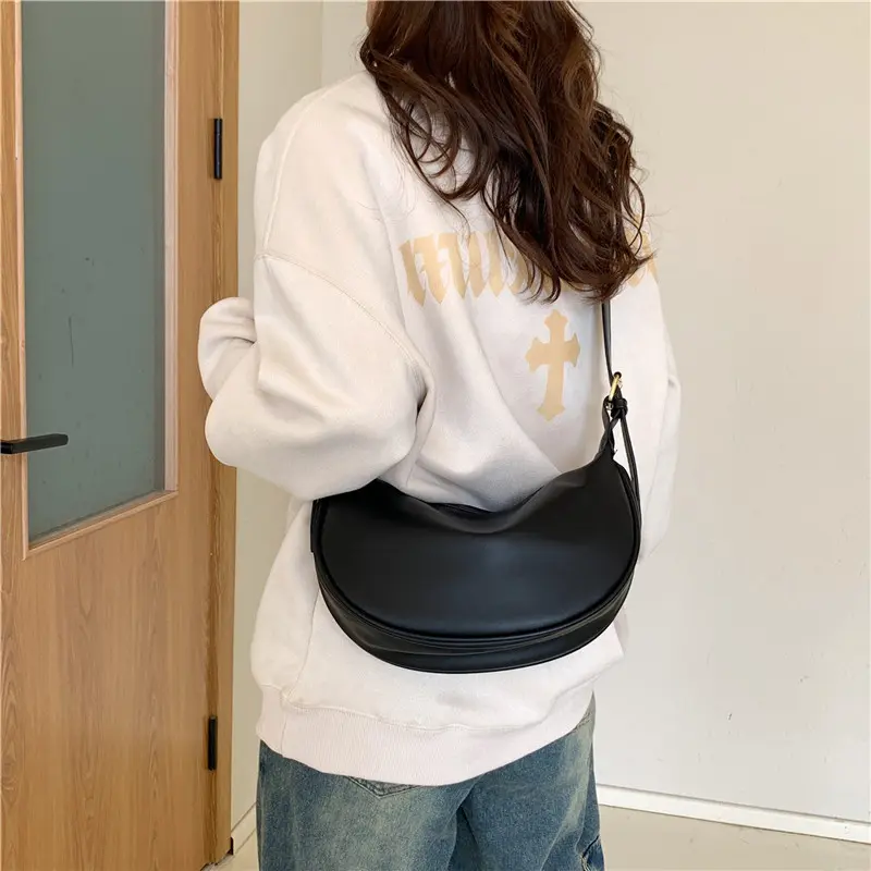 Soft Pu Leather Casual Women's Crossbody Bags Contrast Color Simple Ladies Shoulder Bag Large Capacity Portable Female Handbags
