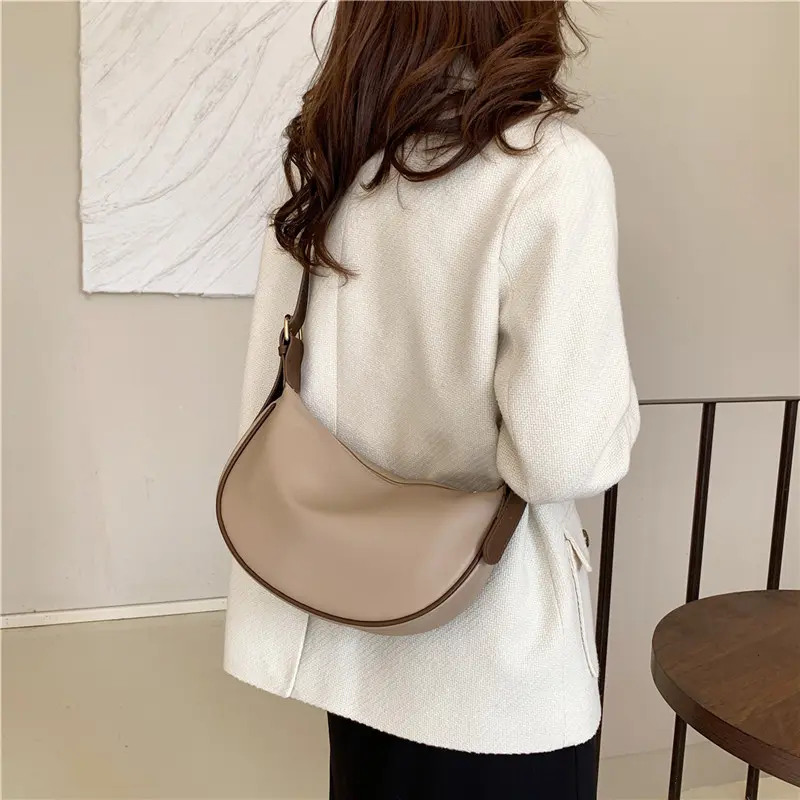 Soft Pu Leather Casual Women's Crossbody Bags Contrast Color Simple Ladies Shoulder Bag Large Capacity Portable Female Handbags