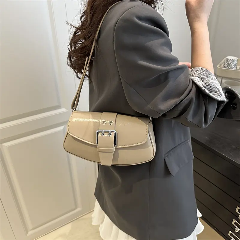 Fashion Lock Design Pu Shoulder Bags for Women Simple Casual Ladies Underarm Bag Commuter Solid Color Female Handbags Purse