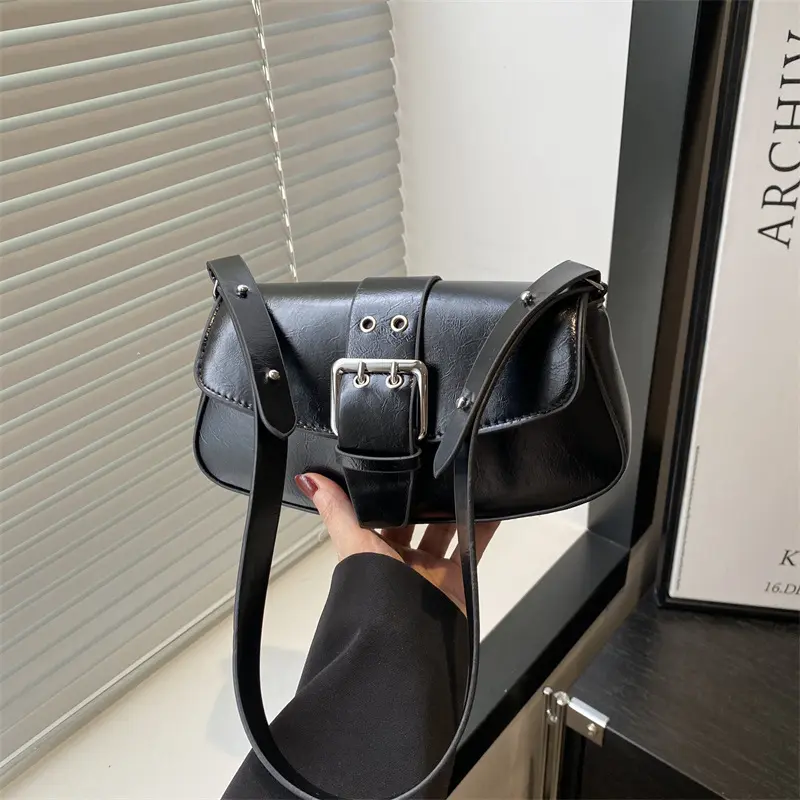 Fashion Lock Design Pu Shoulder Bags for Women Simple Casual Ladies Underarm Bag Commuter Solid Color Female Handbags Purse
