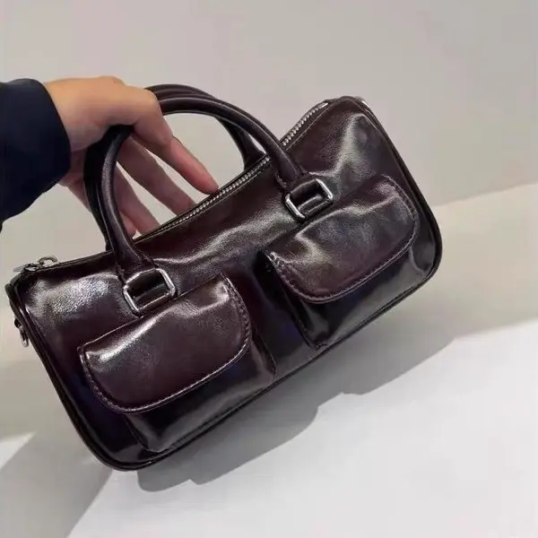 Fashion Women's Small Bowling Handbags Pu Leather Shoulder Bags Ladies Tote Crossbody Bag Solid Color Female Purse Mini Pocket