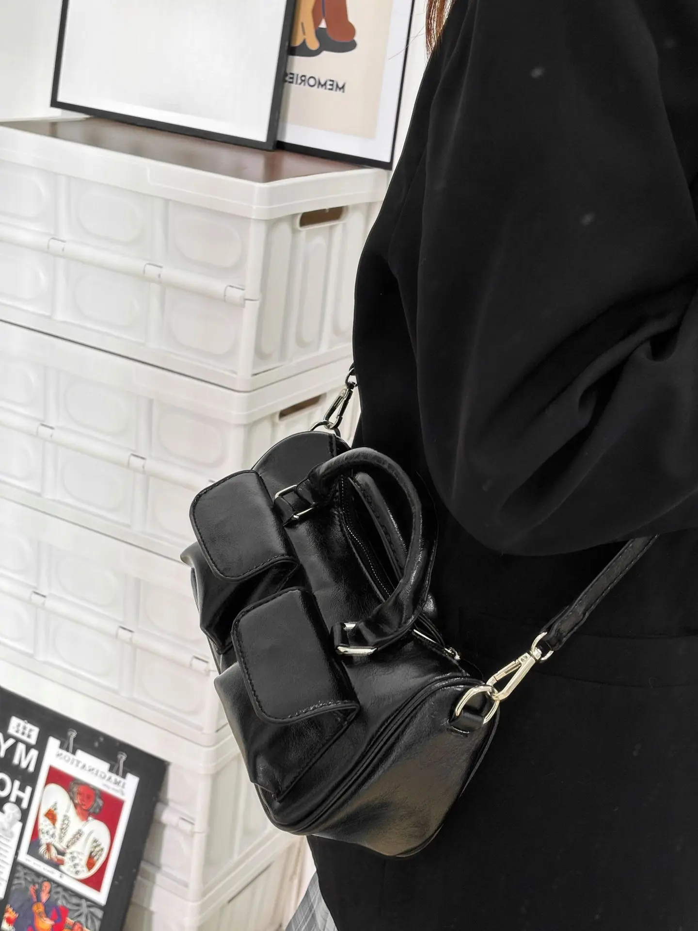 Fashion Women's Small Bowling Handbags Pu Leather Shoulder Bags Ladies Tote Crossbody Bag Solid Color Female Purse Mini Pocket