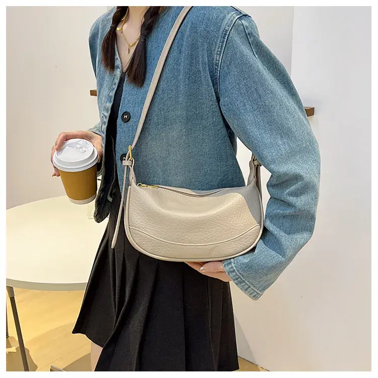 Pu Leather Small Messenger Bags for Women Solid Color Hobos Ladies Shoulder Crossbody Bag Vintage Thread Female Handbag Purse