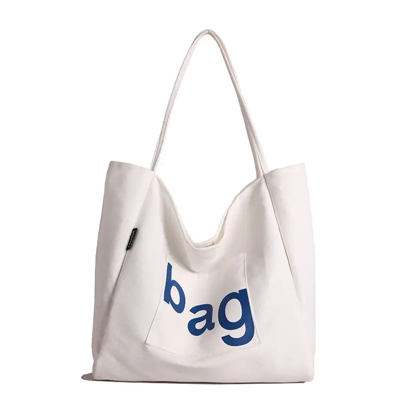 Fashion Letter Canvas Shoulder Bags for Women Large Capacity Simple Ladies Shopping Bag Casual Commuter Female Handbags Tote