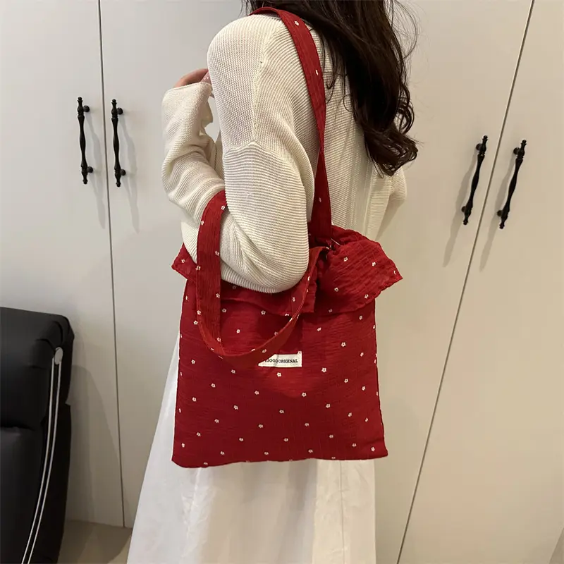 Summer Floral Ruffles Women Shoulder Bags Large Capacity Sweet Girls Tote Handbags Lightweight Commuter Ladies Shopping Bag