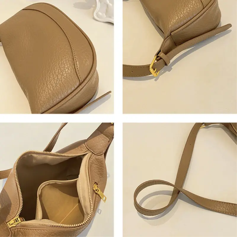 Pu Leather Small Messenger Bags for Women Solid Color Hobos Ladies Shoulder Crossbody Bag Vintage Thread Female Handbag Purse
