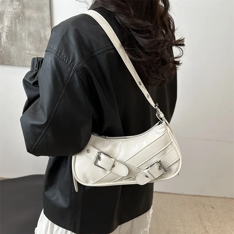 Retro Casual Belt Women's Shoulder Bags Versatile Cool Hot Girls Crossbody Handbags Y2k Simple Female Underarm Bag Purse