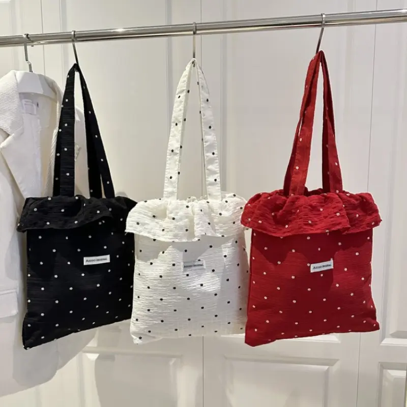 Summer Floral Ruffles Women Shoulder Bags Large Capacity Sweet Girls Tote Handbags Lightweight Commuter Ladies Shopping Bag