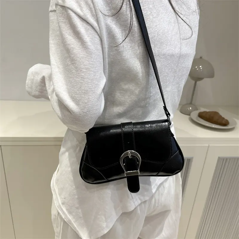Fashion Thread Design Women's Shoulder Bag Casual Solid Color Ladies Pu Handbags Purse Simple Female Underarm Bags Clutch