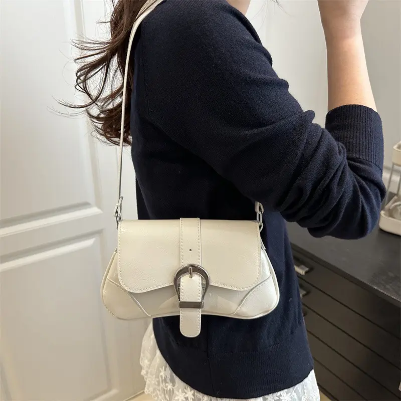 Fashion Thread Design Women's Shoulder Bag Casual Solid Color Ladies Pu Handbags Purse Simple Female Underarm Bags Clutch