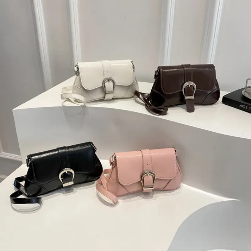 Fashion Thread Design Women's Shoulder Bag Casual Solid Color Ladies Pu Handbags Purse Simple Female Underarm Bags Clutch