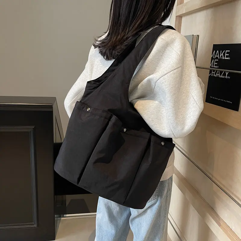 Pleated Multi-pocket Women's Shoulder Bags Commuter Simple Solid Color Ladies Underarm Bag Large Capacity Female Handbags Tote