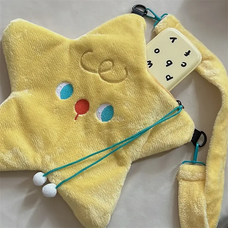 Cute Cartoon Plush Women's Star Shape Messenger Bag Niche Design Large Capacity Female Furry Shoulder Bags Hot Girls Handbags