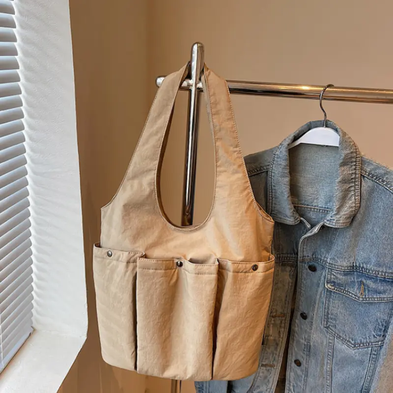 Pleated Multi-pocket Women's Shoulder Bags Commuter Simple Solid Color Ladies Underarm Bag Large Capacity Female Handbags Tote