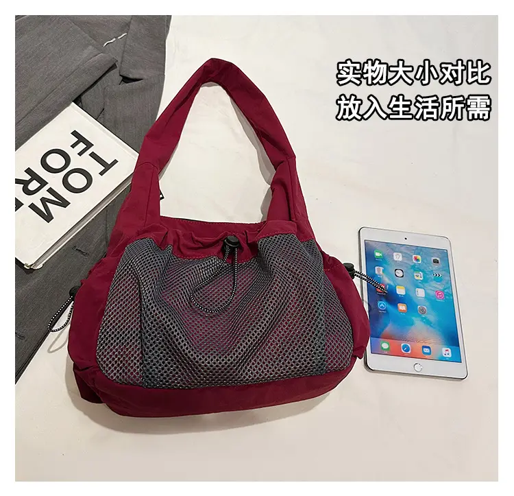 Pleated Hollow Patchwork Women's Shoulder Bags Simple Ladies Drawstring Underarm Bag Outdoor Travel Female Handbags Tote Purse