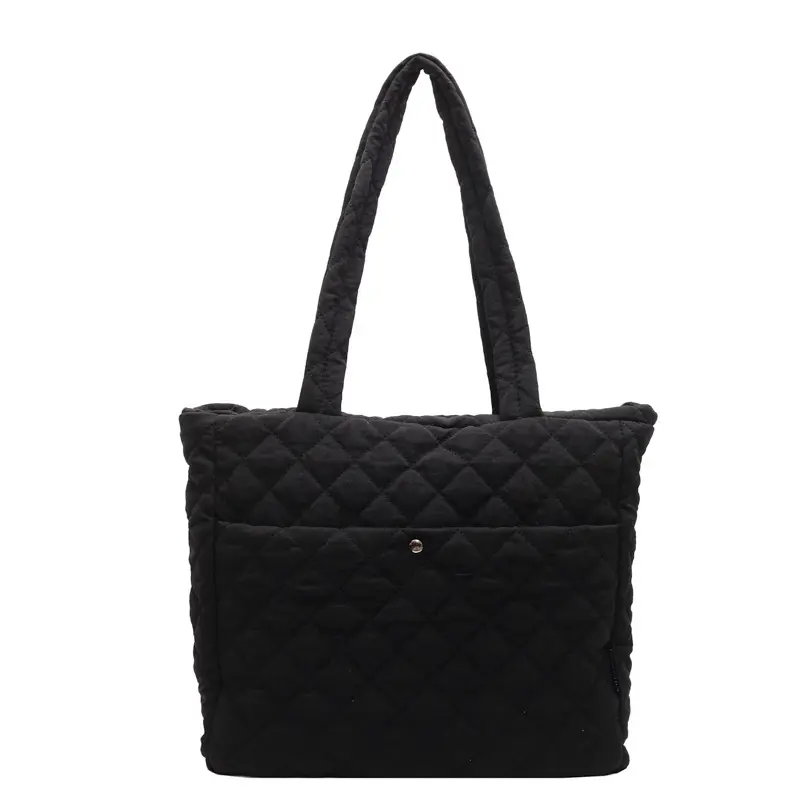 Casual Large Capacity Women's Book Tote Bag Fashion Rhombus Commuter Ladies Shoulder Bags Quilted Solid Color Female Handbags