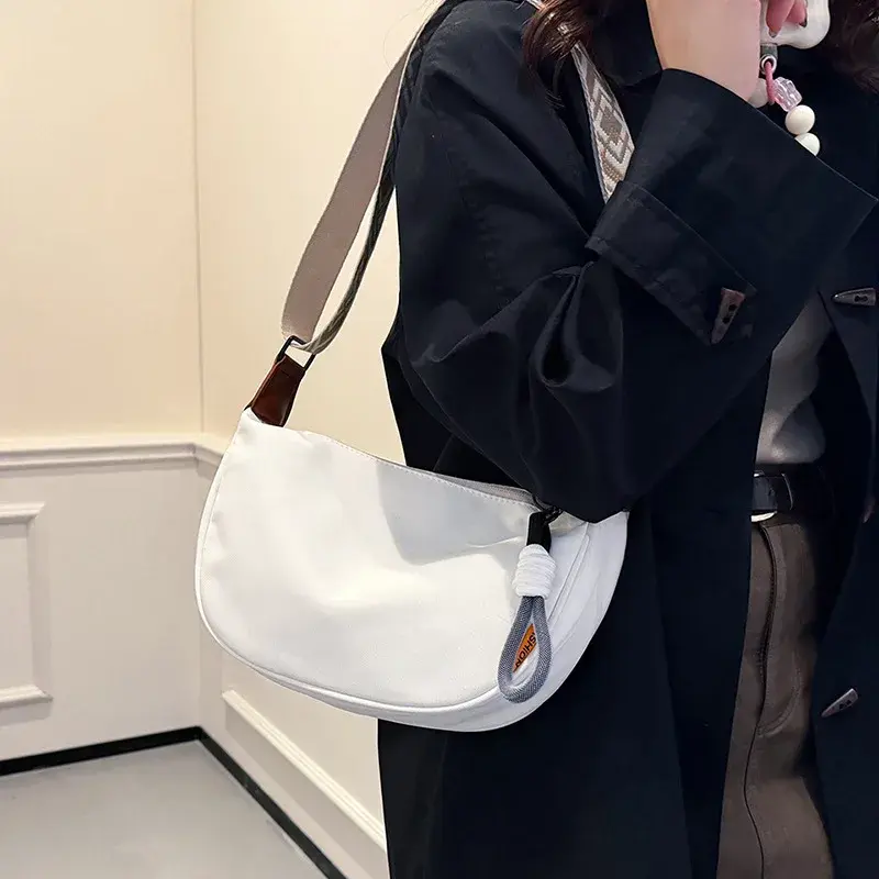 Solid Color Nylon Shoulder Bags for Women Fashion Hobos Crossbody Bag Ladies Casual Large Capacity Female Handbags Tote Purse