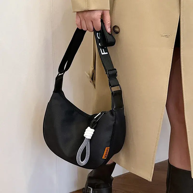 Solid Color Nylon Shoulder Bags for Women Fashion Hobos Crossbody Bag Ladies Casual Large Capacity Female Handbags Tote Purse