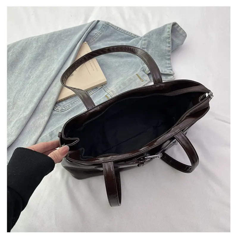 Casual Belt Decoration Women's Shoulder Bags Fashion Motorcycle Style Ladies Underarm Bag Solid Color Cool Girls Handbags Purse