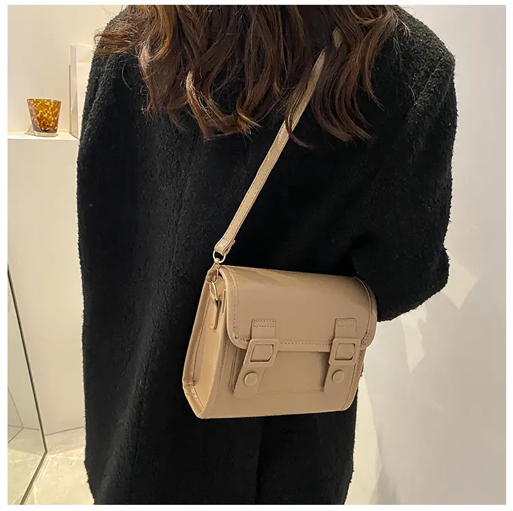 Vintage Ladies Messenger Bags Fashion Satchels Pu Leather Women's Shoulder Bag Solid Color Female Handbags Small Square Purse