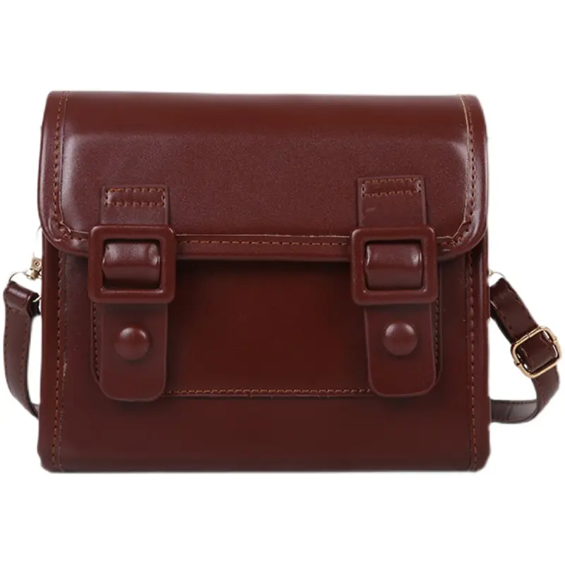 Vintage Ladies Messenger Bags Fashion Satchels Pu Leather Women's Shoulder Bag Solid Color Female Handbags Small Square Purse
