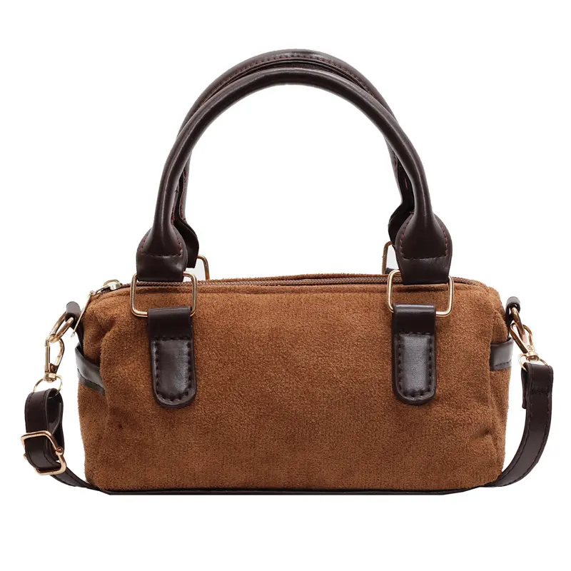 Retro Faux Suede Women's Square Shoulder Bags Fashion Trend Contrast Color Ladies Small Handbags Simple Female Crossbody Bag