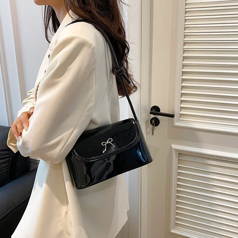 Sweet Bow Women Square Shoulder Bags Candy Color Portable Ladies Crossbody Bag Casual Commuter Female Underarm Handbags Purse