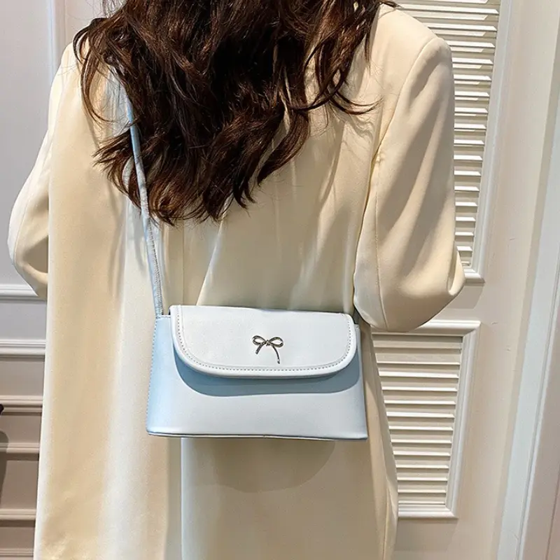 Sweet Bow Women Square Shoulder Bags Candy Color Portable Ladies Crossbody Bag Casual Commuter Female Underarm Handbags Purse