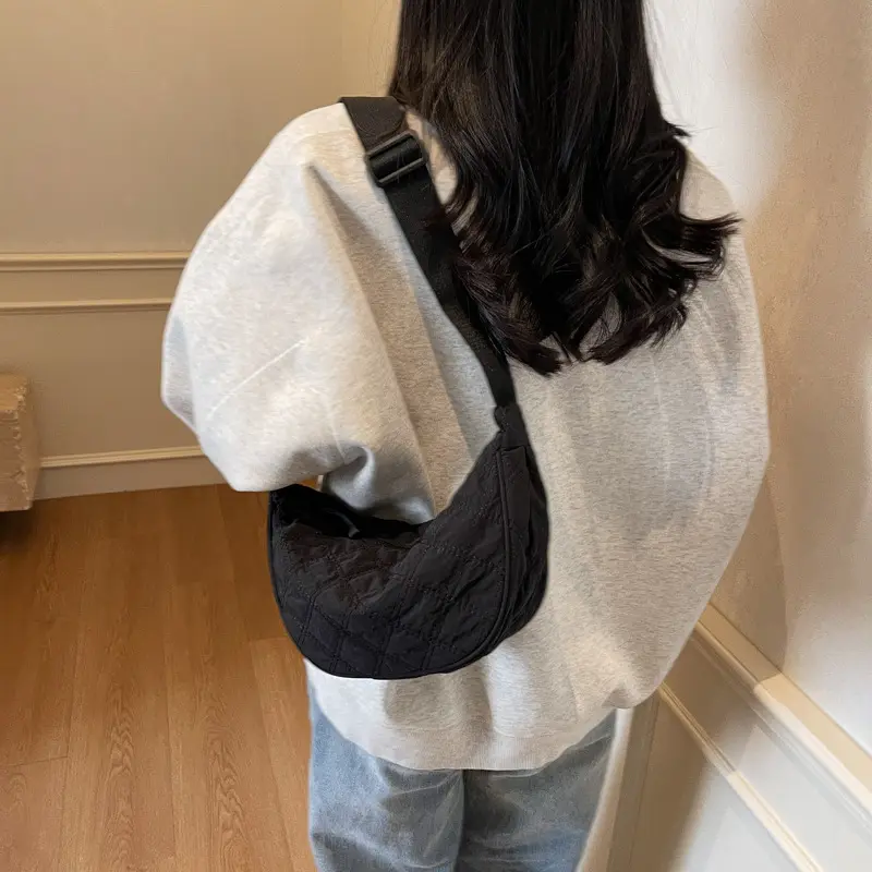 Quilted Plaid Women's Hobos Crossbody Bags Portable Ladies Travel Shoulder Bag Simple Design Female Underarm Bag Purse Handbags