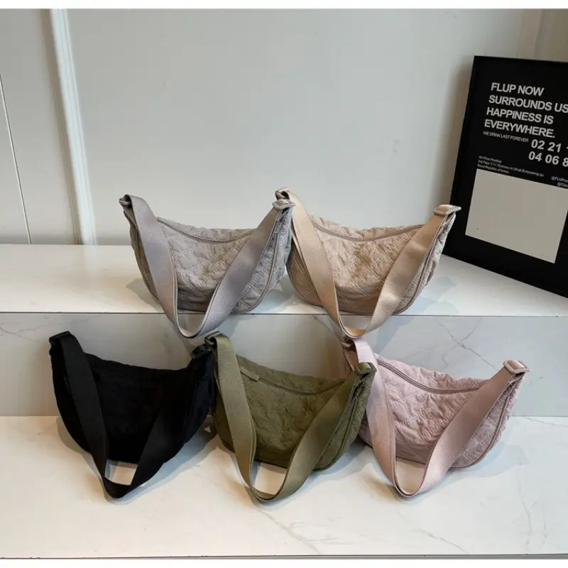 Quilted Plaid Women's Hobos Crossbody Bags Portable Ladies Travel Shoulder Bag Simple Design Female Underarm Bag Purse Handbags