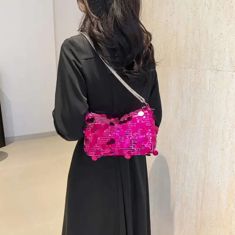 Sequined Retro Women Small Square Shoulder Bags Fashionable Personality Ladies Messenger Bag Elegant Texture Female Handbag