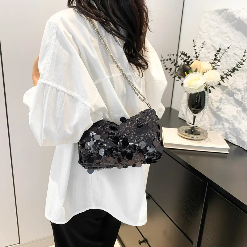 Sequined Retro Women Small Square Shoulder Bags Fashionable Personality Ladies Messenger Bag Elegant Texture Female Handbag