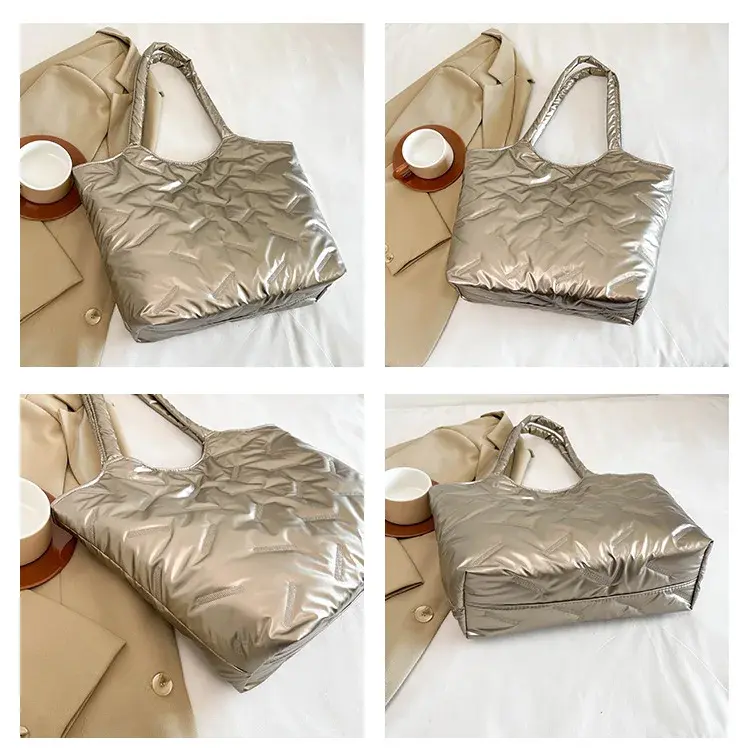 Large Capacity Women's Tote Underarm Bag Fashion Pleated Ladies Shoulder Bags Simple Female Commute Shopping Bag Purse Handbags