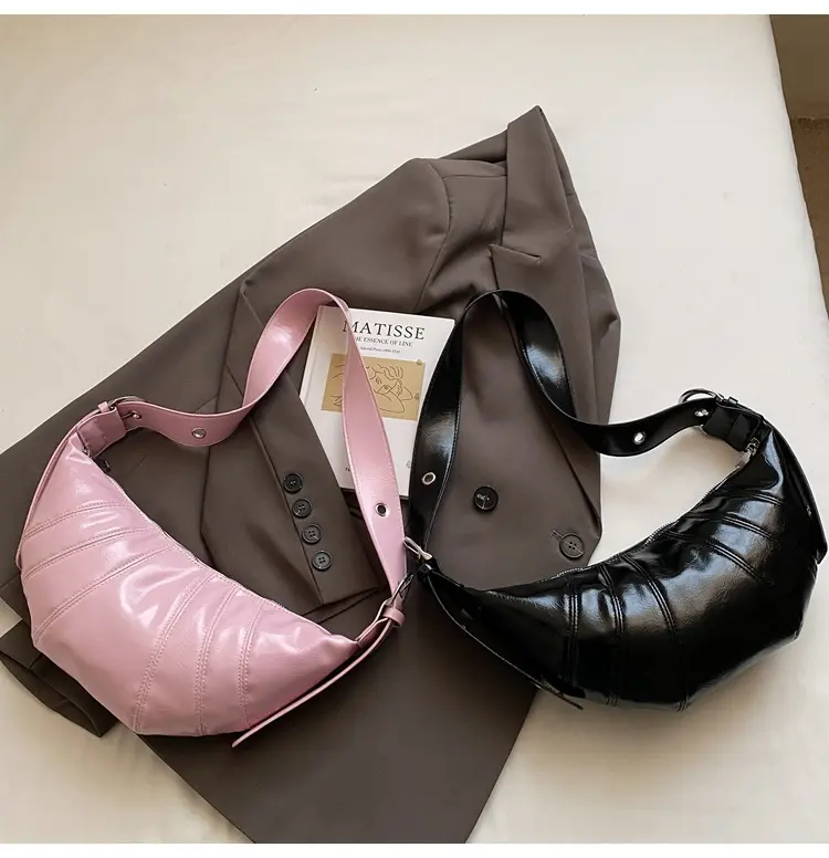 Retro Oil Wax Leather Women's Hobos Shoulder Bags Thread Design Commuter Ladies Crossbody Bag Pure Color Female Handbags Purse
